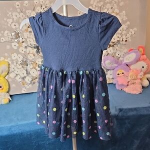 Wonder Nation Girls Blue Dress with Multicolor Dots Size 2t